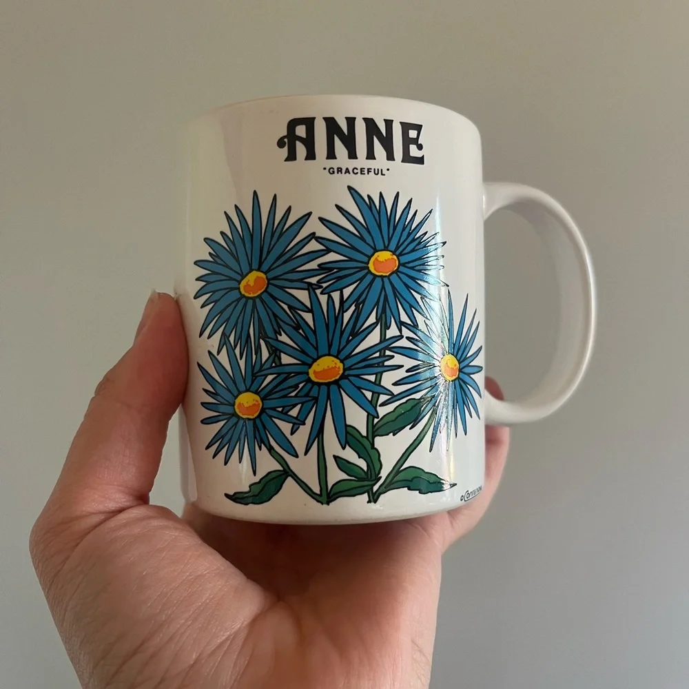Novelty ANNE Floral Blue and White Mug - Picture 2 of 5